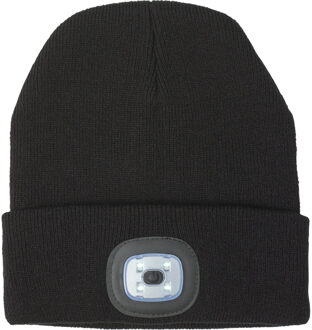 Benson Wintermuts met LED lamp - beanie - zwart - voor volwassenen One size