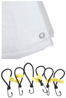 Benson Wit afdekzeil / dekzeil 4 x 5 meter met 24x spanners haakjes