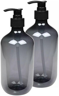 Benson Zeepdispenser - 2x - blauwgrijs - 500 ml - zeeppompje - D7 x H19 cm