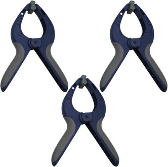 Benson Zeilklemmen - 3x stuks - kunststof - 8 cm - Dekzeil klemmen - zeilclips/marktklemmen Blauw