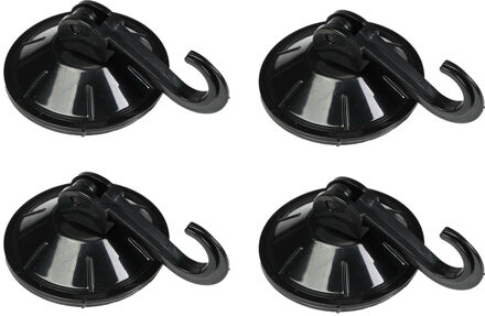 Benson Zuignaphaakjes - 4x - zwart - kunststof - draagkracht 2 kg