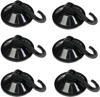 Benson Zuignaphaakjes - 6x - zwart - kunststof - draagkracht 2 kg