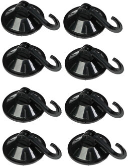 Benson Zuignaphaakjes - 8x - zwart - kunststof - draagkracht 2 kg