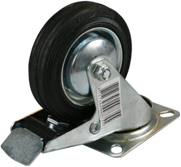 Benson Zwenkwieltje - 2x - met rem - rubber - zwart - draagkracht 70 kg - transportwieltjes