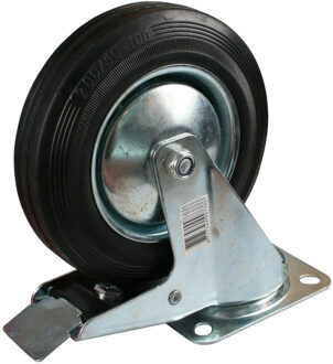 Benson Zwenkwieltje - 4x - met rem - rubber zwart - draagkracht 205 kg - zwenkwielen