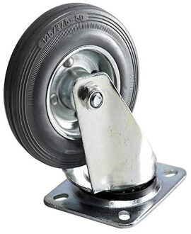 Benson Zwenkwieltje - 4x - rubber zwart - 125 mm - draagkracht 100 kg