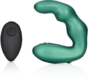 Bent Vibrating Prostate Massager met Afstandsbediening - Metallic Groen