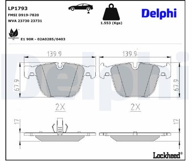 Bentley Remblokkenset, schijfrem LP1793