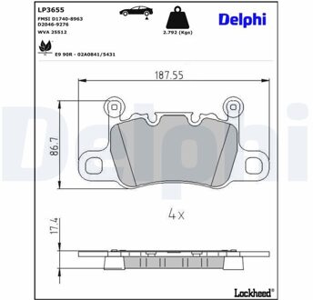 Bentley Remblokkenset, schijfrem LP3655