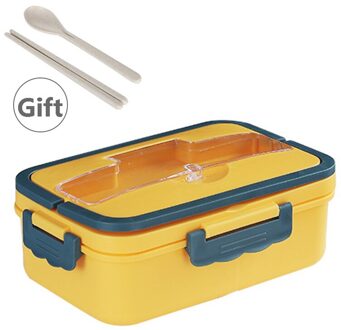 Bento Box Japanse Stijl Voor Kinderen Student Voedsel Container Tarwe Stro Materiaal Lekvrije Vierkante Lunchbox Met Compartiment G392267 / 1000ml