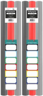 Benza Assortiment Kaftpapier Voor Schoolboeken - Lichtgrijs, Donkergrijs, Rood - 200 X 70 Cm - 6 Rollen