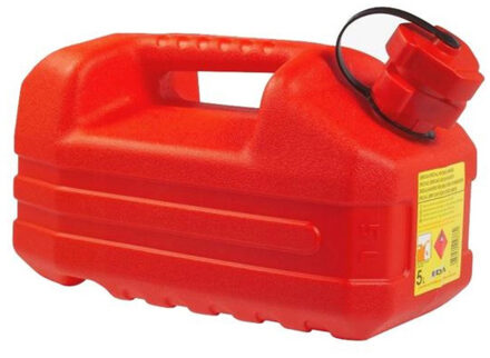 Benzine jerrycan - Met tuit - 5 Liter - Rood