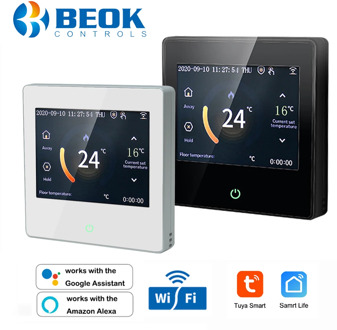 Beok Tuya Smart WiFi Thermostat 220V Electric/Water Floor Heating Temperature Controller Fahrenheit Work with Alexa Google Home
