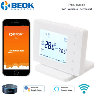 Beok WiFi & RF Wireless Thermostat for Gas Boiler Room Heating Remote Smart Temperature Controller Works With Google Home Alexa