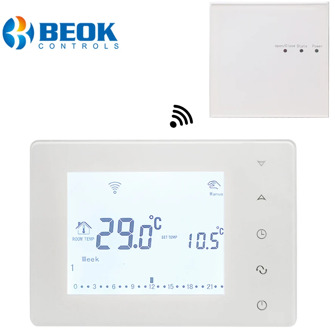 Beok Wireless Thermostat Touch Screen Programmable Temperature Controller for Room Heating with Gas Boiler and Actuator