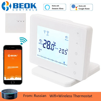 Beok Wireless Thermostat Wifi Smart Temperature Controller For Gas Boiler And Actuator Room Heating Work With Google Home Alexa