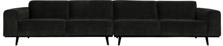 BePureHome Statement XL 4-zits Bank - Brede Platte Rib - Graphite - 77x372x93 Zwart - N.v.t.