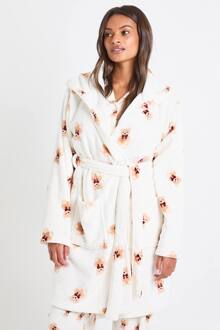 Berenprint Korte Pluizige Badjas, Beige - 40