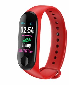 Bericht Fitness Tracker IPS Scherm Armband Waterdicht Bloeddruk Sport Smart Polsband Gezondheid Horloge Hartslagmeter rood