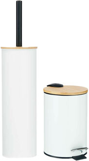 Berilo badkamer accesoires set Alicante - toiletborstel/pedaalemmer - wit