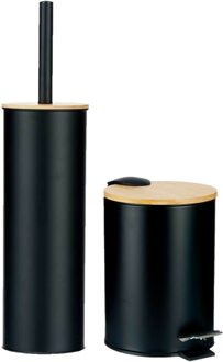 Berilo badkamer accesoires set Alicante - toiletborstel/pedaalemmer - zwart