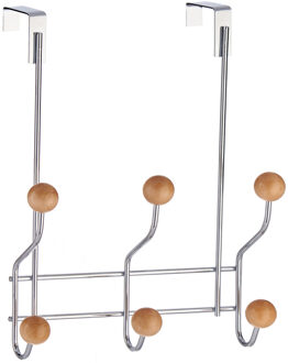 Berilo Deur kapstok met 6 ophanghaken/knoppen L19 cm