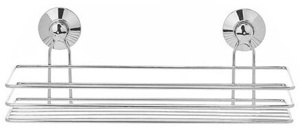 Berilo douche/badkamerrekje - met ruim compartiment - zilver - B35 x H13 cm - rvs draad metaal