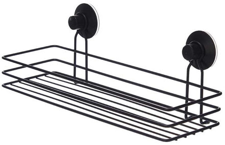 Berilo douche/badkamerrekje - met ruim compartiment - zwart - B35 x H13 cm - rvs draad metaal