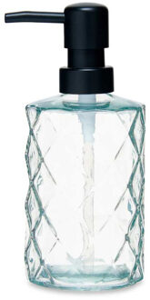 Berilo Luxe zeeppompje/dispenser Diamond - helder transparant - glas - 18 x 7 cm - 410 ml