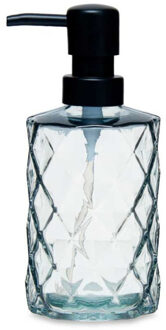 Berilo Luxe zeeppompje/dispenser Diamond - Misty transparant - glas - 18 x 7 cm - 410 ml