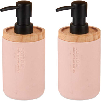 Berilo Luxe zeeppompje/dispenser Lotions - 2x - mat roze - polyresin - 18 x 8 cm - 300 ml