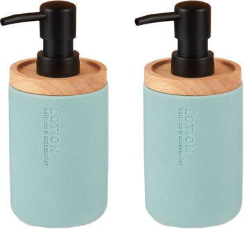 Berilo Luxe zeeppompje/dispenser Lotions - 2x - zeeblauw - polyresin - 18 x 8 cm - 300 ml