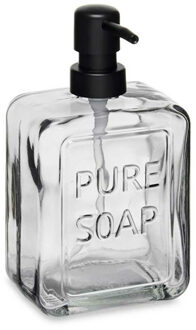Berilo Luxe zeeppompje/dispenser PURE - misty transparant - glas - 18 x 10 cm - 570 ml
