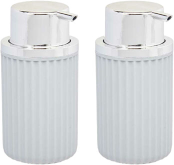 Berilo Luxe zeeppompje/dispenser Roma - 2x - lichtgrijs/zilver - kunststof - 8 x 15 cm - 420 ml