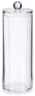 Berilo Make up watjes/watten schijfjes houder/dispenser - 7 x 20 cm - kunststof - Opbergbox Transparant
