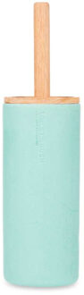 Berilo Malaga Toiletborstel in houder/wc-borstel - polyresin/rvs en bamboe - mintgroen - 38 cm