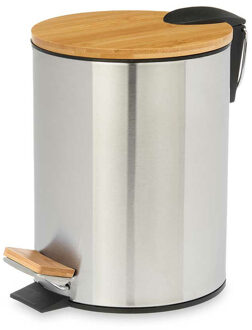 Berilo Pedaalemmer Steel - softclose - 3 liter - zilver/beige - 17x23 cm