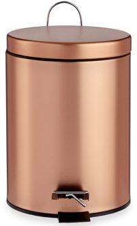 Berilo Pedaalemmer/vuilnisbak - metaal - 3 liter inhoud - koper kleur - 28 x 22 cm