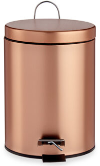 Berilo Pedaalemmer/vuilnisbak - metaal - 5 liter inhoud - koper kleur - 27 x 16 cm