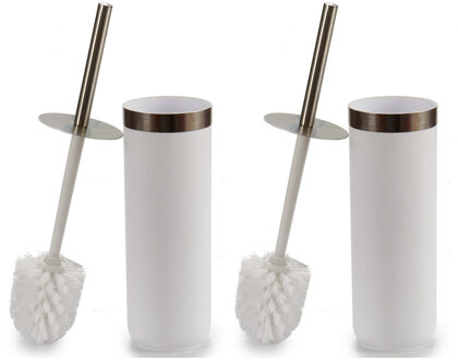 Berilo Set van 2x stuks toiletborstel/wc-borstel wit kunststof 38,5 cm - Toiletborstels