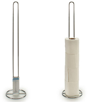 Berilo Staande toiletrolhouder - voor 5 rollen - zilver - 60 cm - metaal - wc rolhouder