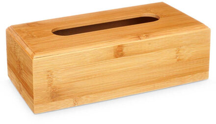 Berilo Tissuedoos/tissuebox - naturel - rechthoekig - bamboe hout - 25 x 14 x 8.5 cm