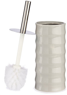 Berilo Toiletborstel - kiezelgrijs met stippen - keramiek - 31 cm - Toiletborstels