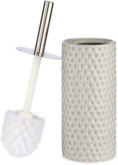 Berilo Toiletborstel/wc-borstel kiezelgrijs met stippen keramiek 31 cm