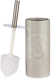 Berilo Toiletborstel/wc-borstel kiezelgrijs met tekst keramiek 31 cm