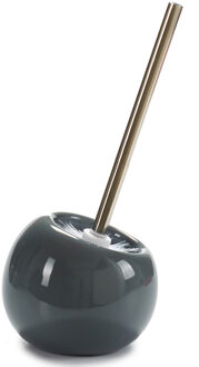 Berilo Toiletborstel/wc-borstel van keramiek - donkergrijs - H34 cm - rond