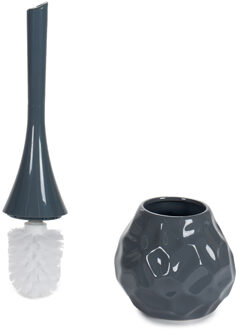 Berilo Toiletborstel/wc-borstel van keramiek - grijs - afsluitbaar