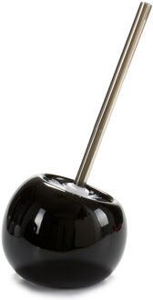 Berilo Toiletborstel/wc-borstel van keramiek - zwart - H34 cm - rond
