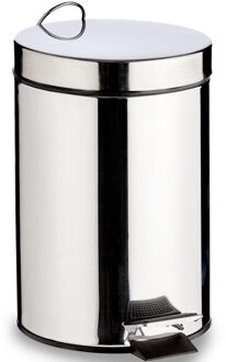 Berilo Vuilnisbak/pedaalemmer zilver 7 liter van 20 x 31 cm - Pedaalemmers Zilverkleurig