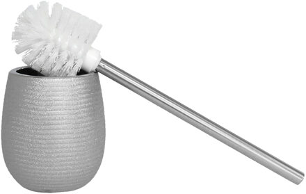 Berilo WC/Toiletborstel in houder zilver polystone 40 cm